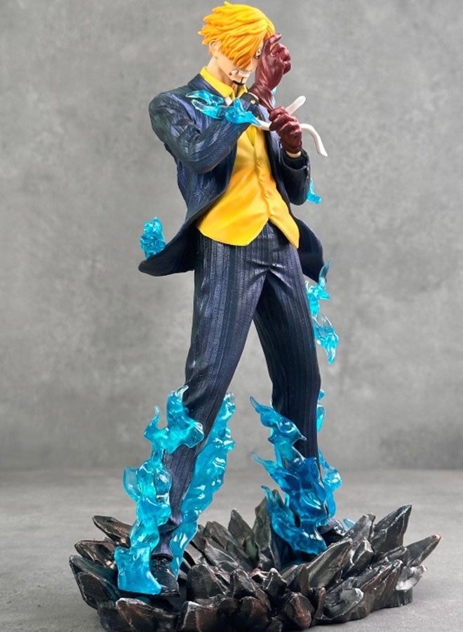 One Piece Sky Paint Sanji Figure Model Toy , Collectible Statue, Anime Action Figure Birthday Gift Collection, Office Decorations, Blue/Yellow , 22.5cm - Image 2
